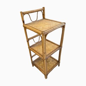 Table Auxiliaire Vintage en Bambou et Osier