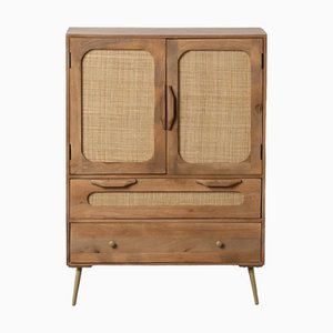 Console Murale Vintage en Bois Exotique avec Pieds en Métal Doré