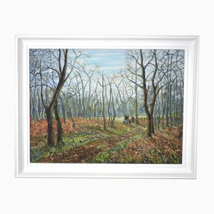 Huile sur Toile Basil Garsed, Paysage, Ruislip Woods, 1990s