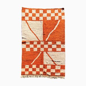 Tapis berbère traditionnel marocain Boho Boujad fait main orange