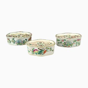 Antique Asian Porcelain Containers, 1890s, Set of 3