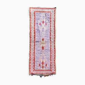 Tapis Boucherouite Berbère Traditionnel Violet Tissé à la Main en Coton, 1980s