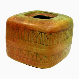 Vaso quadrato in ceramica di Alessio Tasca per Nove, anni '70