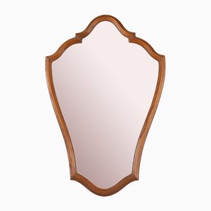 Espejo francés de madera tallada con marco forrado, años 50