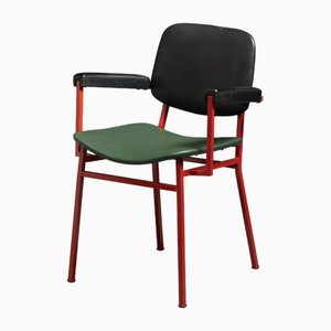 Chaise de Bureau Mid-Century en Fer Laqué Rouge, Italie, 1950s