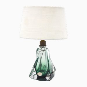Table Lamp in Green Crystal from Val Saint Lambert