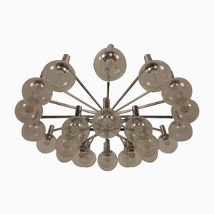 Large Chromed Spider Lamp with 24 Handblownd Ice Glass Balls from Ott International, Germany, 1960s