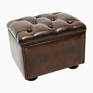 Reposapiés vintage de cuero, 1950