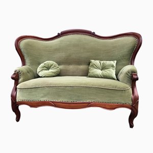 Antique Mahogany Sofa in Green