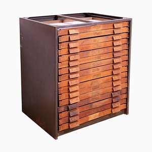 Czechoslovakian Industrial Wooden and Iron Work Chest of Drawers, 1970s