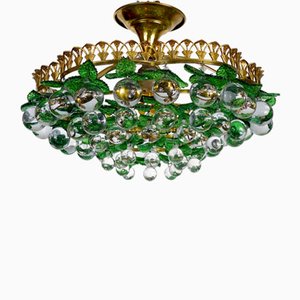 Italian Brass and Murano Glass Chandelier, 1950s