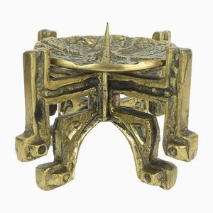 Mid-Century Brutalist Brass Candleholder, 1970s