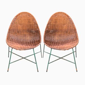 Vintage Armchairs in Midollino, 1960s, Set of 2