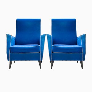 Blaue Vintage Sessel, 1950er, 2er Set