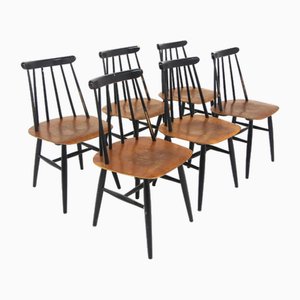 Scandinavian Chairs Fanett in Teak by Ilmari Tapiovaara for Edsby Verken, Sweden, 1960s, Set of 6