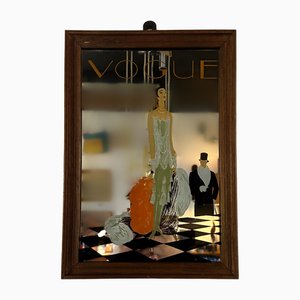 Art Deco Vogue Mirror with a Lady in Green Dress, 1925