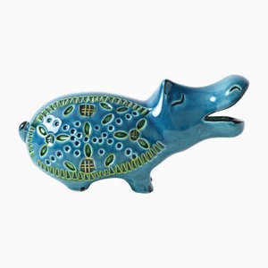 Figurine Hippopotame Rimini Bleu de Italica Ars, Italie, 1960s