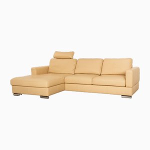 Divano ad angolo Laauser in pelle beige crema