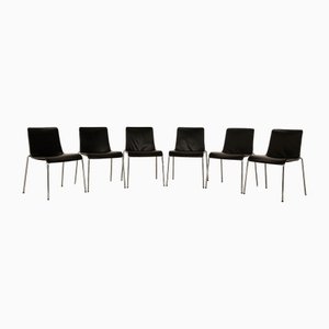 Chaises de Salle à Manger Liz en Cuir Noires de Walter Knoll / Wilhelm Knoll