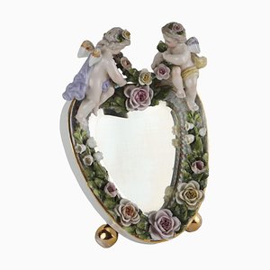 Specchio da tavolo in porcellana di Sitzentorf