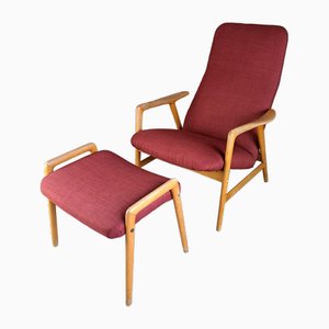 Dänischer Vintage Sessel mit Fußstütze von Alf Svensson, 1960, 2er Set