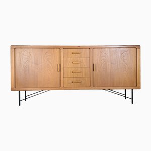 Vintage Danish Highboard in Teak with Sliding Doors, 1960