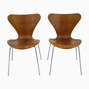 Serie 7 Stühle aus Kiefernholz von Fritz Hansen, Dänemark, 1970er, 6er Set