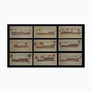 Livery Company Barges, Lithographien, 1890er, 9 . Set