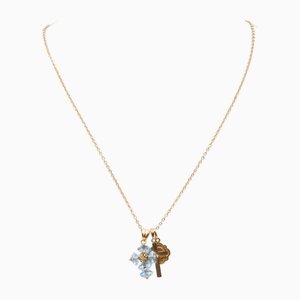 Collana vintage con simboli religiosi in oro giallo 18k e pasta di vetro