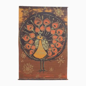 Danish Peacock Wall Tapestry by Hans J. Schöbel for Södahl, 1960s