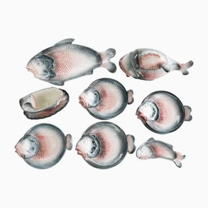 Vintage Italian Keramik Fish Service by R. Blanche, 1960s, Set of 16