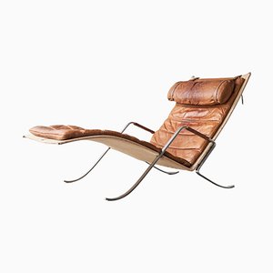 Fk87 Lounge Chair in Patinated Cognac Leather by Fabricius & Kastholm for Kill International, 1960s