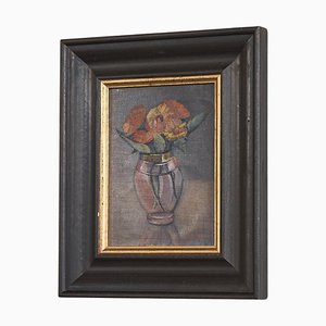 Flowers in a Vase, Oil on Canvas, Framed