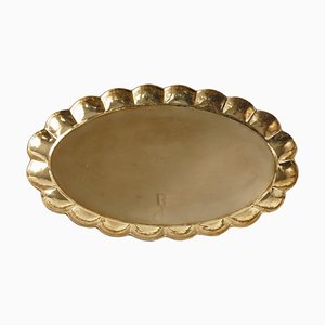 Hollywood Regency Oval Brass Tray attributed to Karlstad Artsmide, Sweden, 1940s