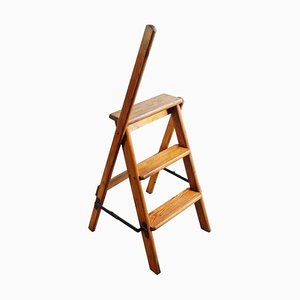 Vintage Pine Library Step with Grip Pole