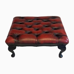 Chesterfield Red Leather Stool