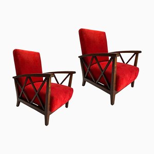 Set of Italian Wooden Armchairs by Paolo Buffa, 1950s