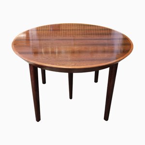 Table de Salle à Manger Ronde en Palissandre avec Quatre Incrustations, 1960s, Set de 5