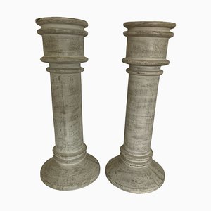 Large Ceramic Floor Candleholders, Set of 2