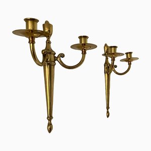 Vintage Brass Candleholders, Set of 2