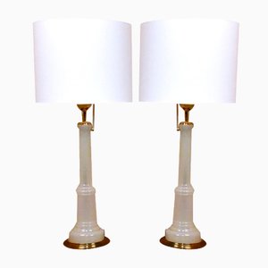 Große schwedische Tischlampen aus Glas & Messing von Josef Frank für Firma Svenskt Tenn, 1940er, 2er Set