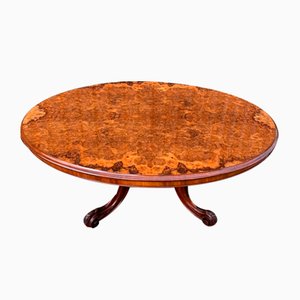 Victorian Burr Walnut Coffee Table, 1860s