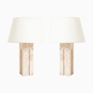 Travertine Table Lamps, 1970s, Set of 2