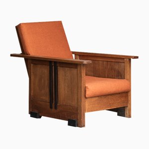 Dutch Amsterdamse School Reclining Easy Chair, 1930s