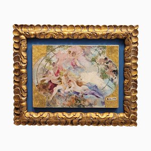 Jean-Alfred Marioton, Ninfas y querubines, siglo XIX, óleo sobre lienzo, Enmarcado