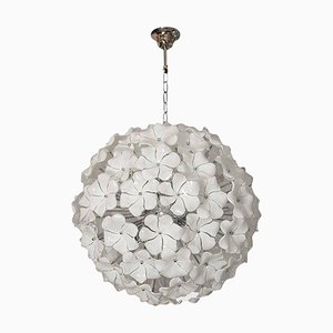 White Lotus Murano Glass Sputnik Chandelier by Simoeng