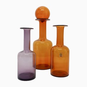 Botellas escandinavas de Otto Brauer para Holmegaard, años 60. Juego de 3