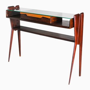 Italian Sculptural Console Table in Dark Walnut in the style of Ico Parisi, 1950s
