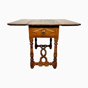 Antique Sapanish Kitchen Table with Folding Wings and Drawers