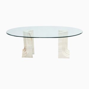 Vintage Travertine Dining Table in the style of Carlo Scarpa, 1970s